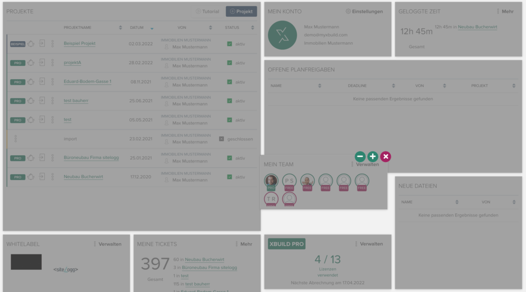 Bausoftware mit Widgets